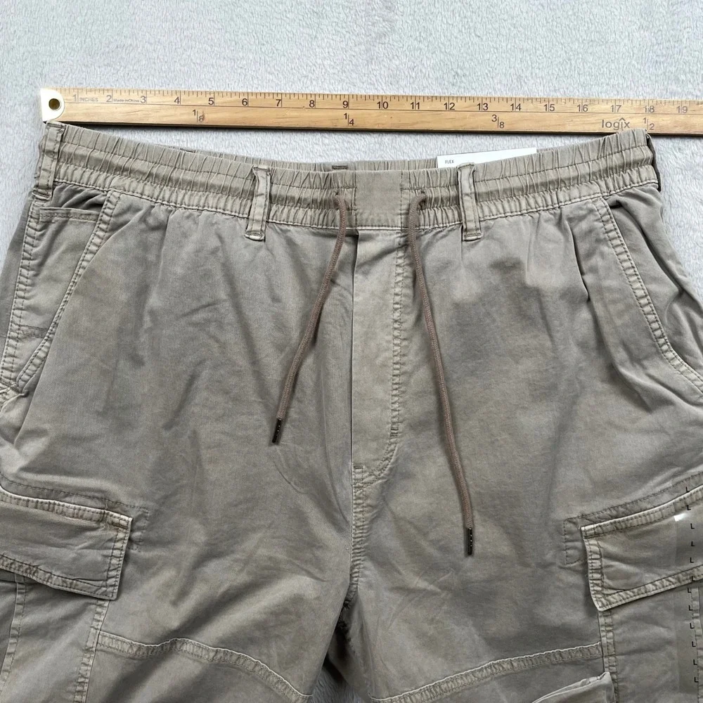 New American Eagle Relaxed Cargo Pants Mens Large Beige Drawstring Elastic Waist